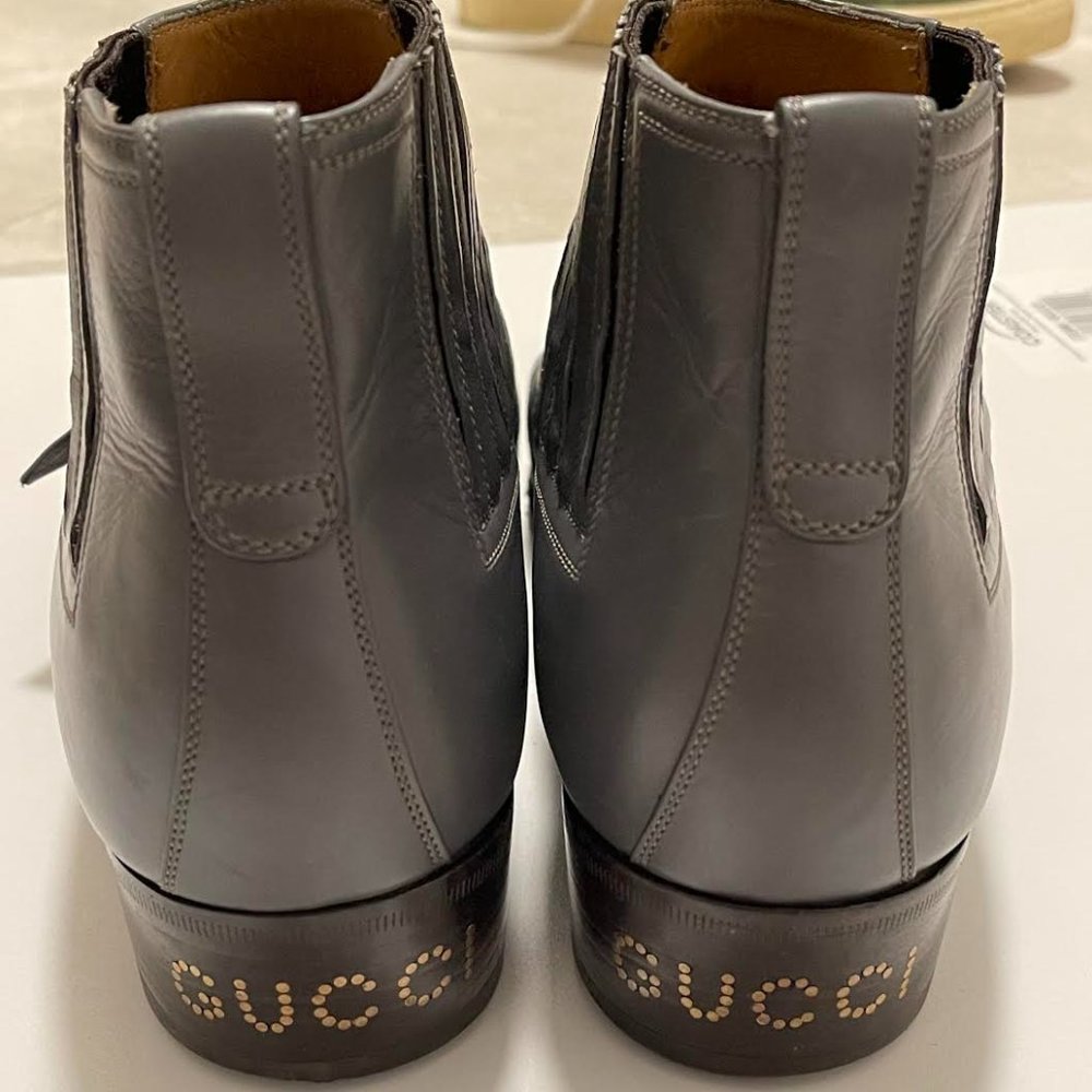 GUCCI Men's Leather Ankle Boot With G Brogue